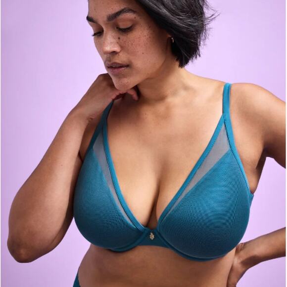 NWOT Third Love 24/7 Classic Uplift Plunge Deep Teal Bra Size 34F - Picture 1 of 8